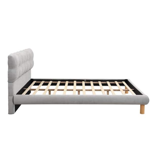 CHRISTOPHER KNIGHT HOME Willowridge King Size Modern Upholstered Chenille Platform Bed with Headboard, Rubberwood, Grey