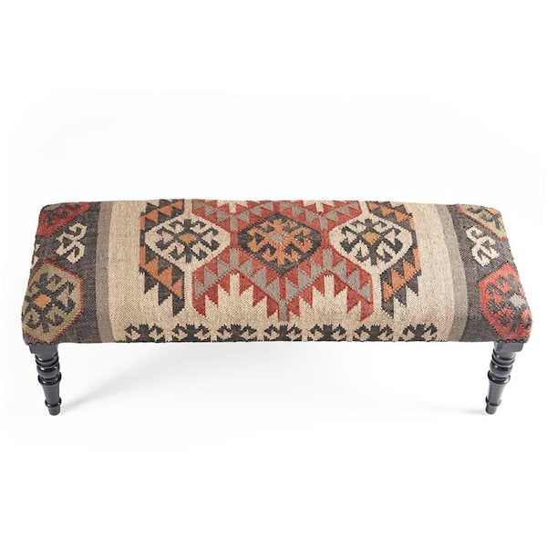 Unbranded Melody Bohemian Vanity Red/Beige Indoor Upholstered Bench