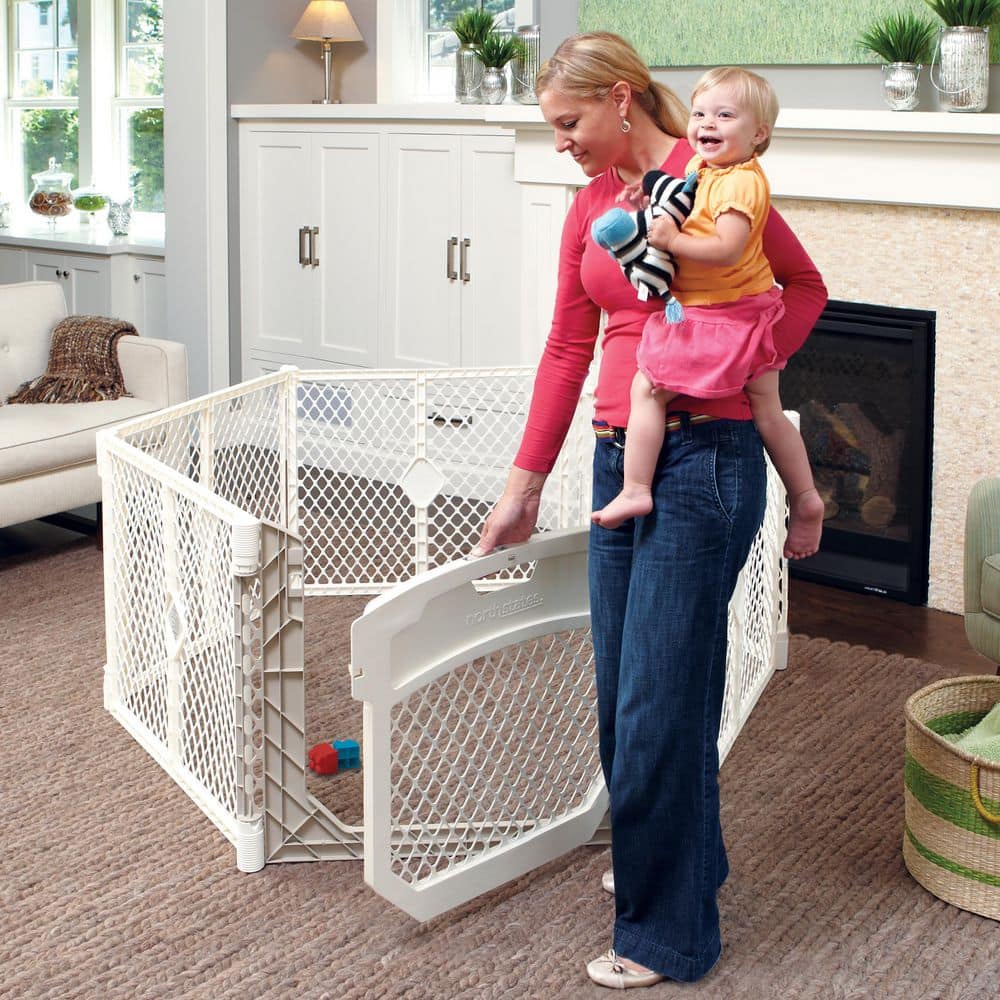 Ivory 26" Tall 6-Panel Baby Play Yard