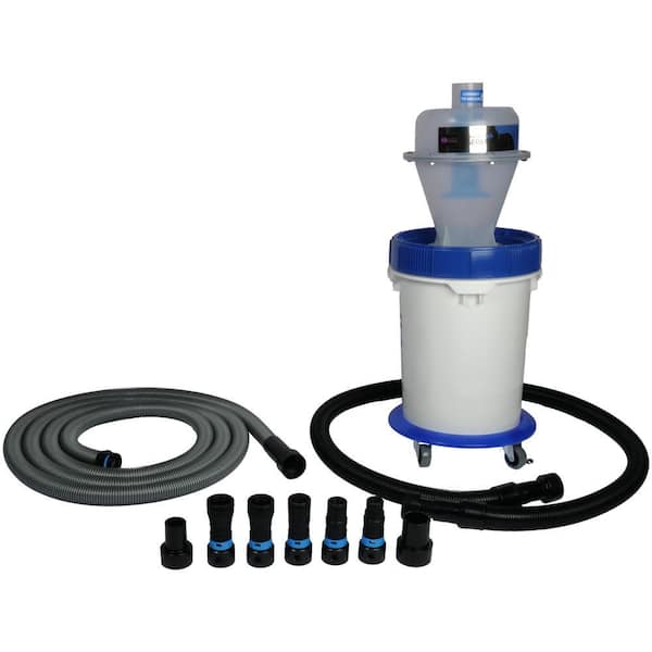 Assembled Dust Separator and 5 Gallon Collection Bin with Caster Dolly and Power Tool Adapter Set with 16 ft. Hose