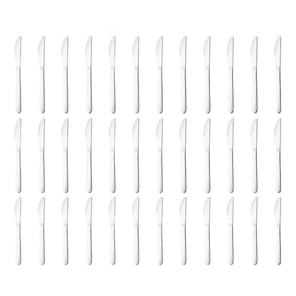 Mirror Polished 36-Piece Round Handle Stainless Steel Dinner Knife Set, Food Grade Stainless Steel Table Knife in Silver