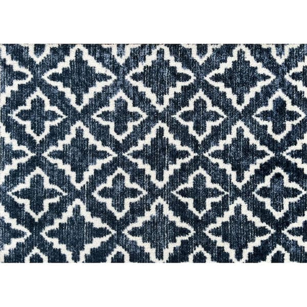 HomeRoots Navy Blue 2 ft. x 3 ft. Moroccan Machine Tufted Area Rug with UV Protection