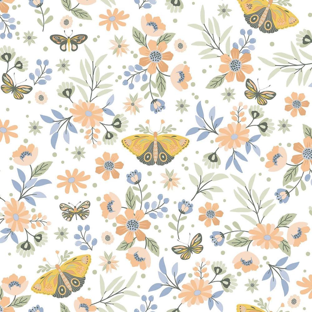 Zev Pink Floral Butterfly Wallpaper