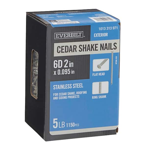 2 in. x 6D 304-Stainless Steel Ring Shank Cedar Shake Siding Nail (5 lbs. /1150-Pack)
