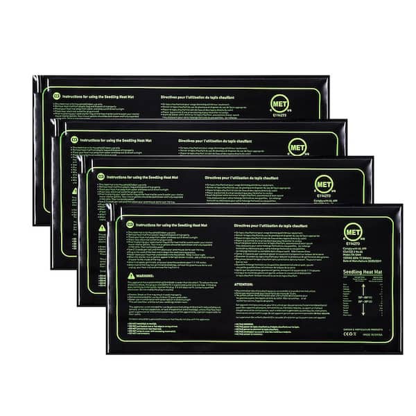 10in. x 20in. Seed Starter Heat Mat 4-Pack, Waterproof Durable Germination Heating Pad for Indoor Gardening