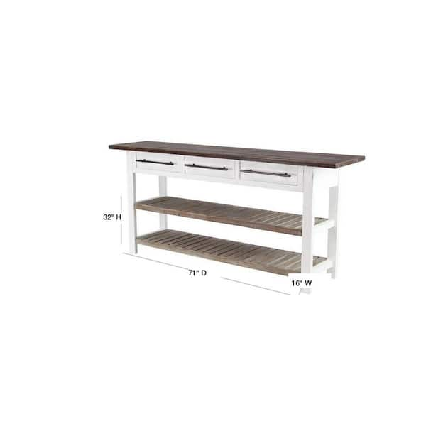 white long island console table