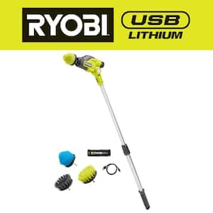 USB Lithium Telescoping Power Scrubber Kit with 2Ah Battery, Charging Cable, and Hex Shank Accessories (4-Pieces)