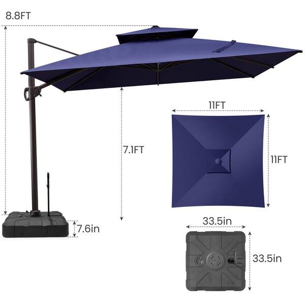 Crestlive Products 11 ft. x 11 ft. Aluminum Patio Cantilever Umbrella with HDPE Wheeled Umbrella Base Outdoor Offset Umbrella in Navy Blue CL-UWB5739NAV - The Home Depot Crestlive Products 11 ft. x 11 ft. Aluminum Patio Cantilever Umbrella with HDPE Wheeled Umbrella Base Outdoor Offset Umbrella in Navy Blue CL-UWB5739NAV - The Home Depot