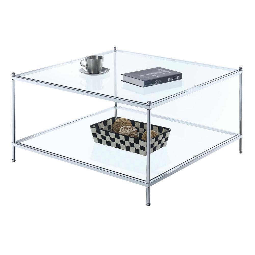 Royal Crest 32" Square Chrome & Glass Coffee Table