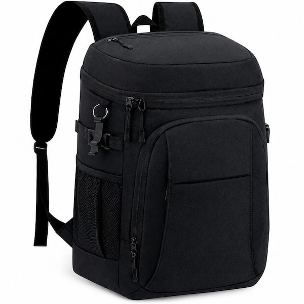 Black Insulated Leak-Proof Lunch Bag Waterproof Soft Sided Cooler Backpack for Camping Beach Travel Holds 35 Cans