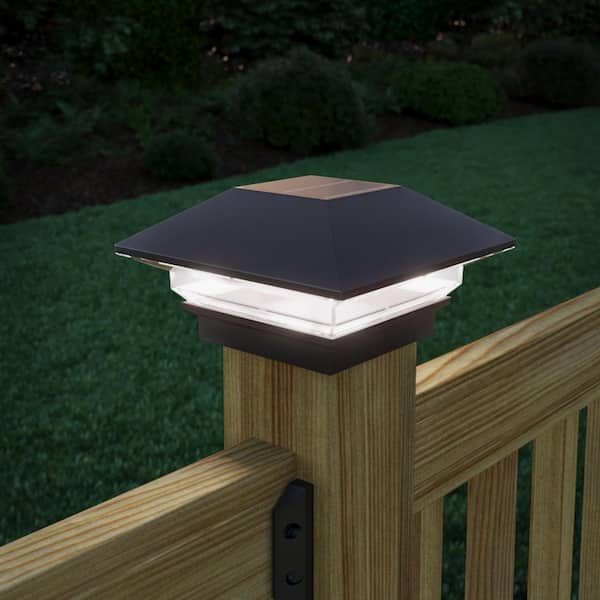 Classic 4 in. x 4 in. Pewter Plastic Solar Post Cap (2-Pack)