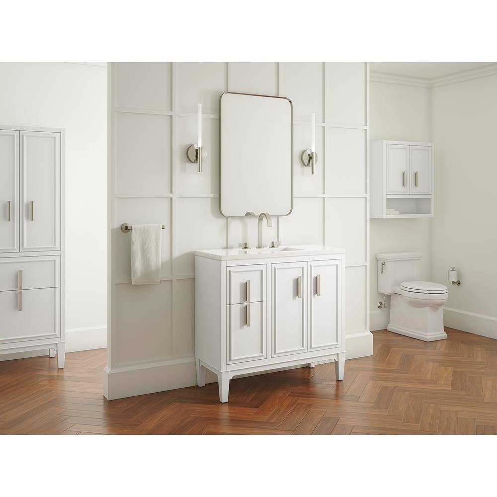 Southerk 36-Inch White Freestanding Bathroom Vanity Set with Quartz Top