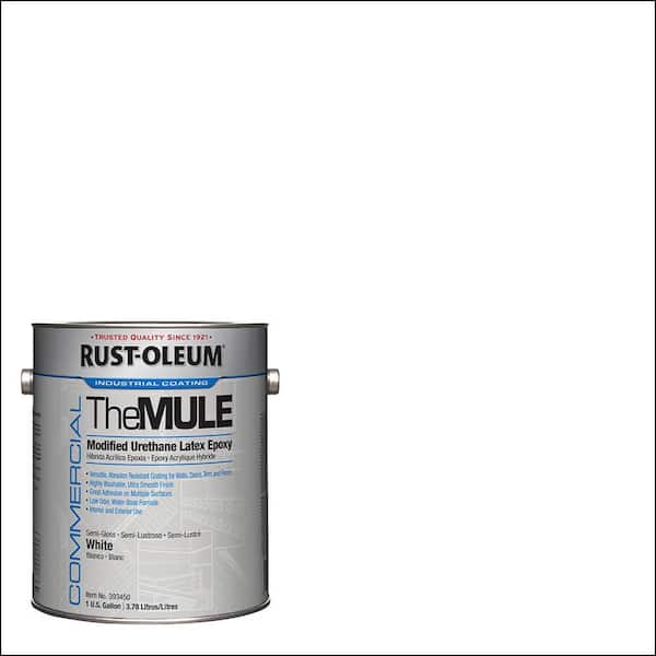 1 gal. The Mule Semi-Gloss White Latex Epoxy Interior/Exterior Paint (Case of 2)