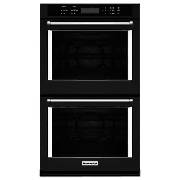 KitchenAid 27 in. Double Electric Wall Oven Self-Cleaning with Convection in Black