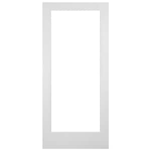 24 in. x 80 in. Solid Core Full Lite Clear Glass White Primed Wood Interior Door Slab
