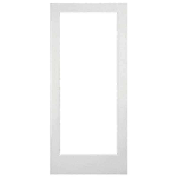 Builders Choice 24 in. x 80 in. Solid Core Full Lite Clear Glass White Primed Wood Interior Door Slab