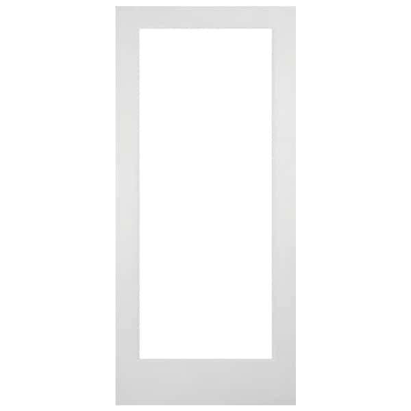 Builders Choice 32 in. x 80 in. Solid Core Full Lite Clear Glass White Primed Wood Interior Door Slab