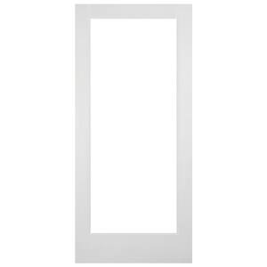 36 in. x 80 in. Solid Core Full Lite Clear Glass White Primed Wood Interior Door Slab