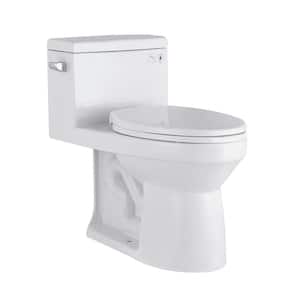 1-Piece 1.28 GPF Single Flush Elongated Toilet in Glossy White