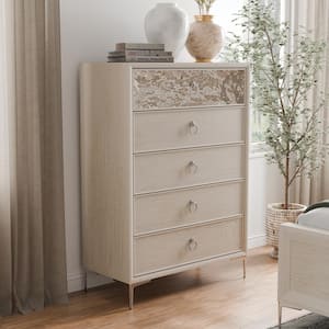 Jolt Natural Oak 5-Drawer 38 in. Chest of Drawers