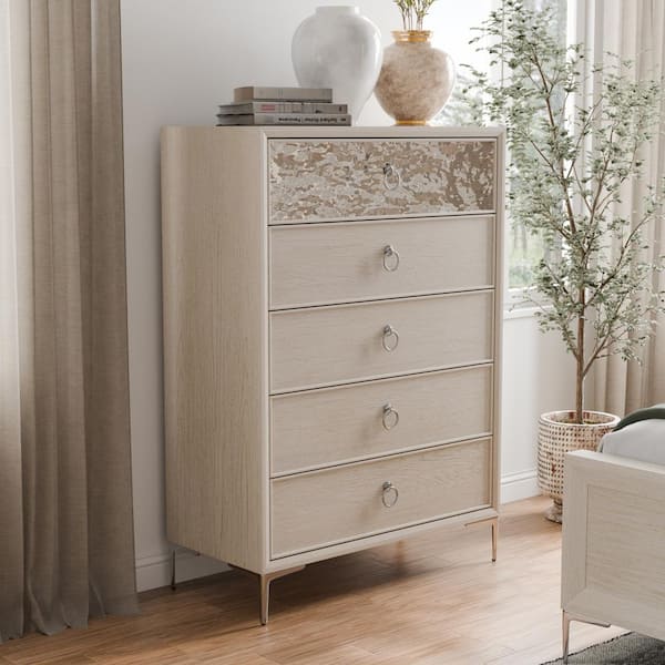 Furniture of America Jolt Natural Oak 5-Drawer 38 in. Chest of Drawers