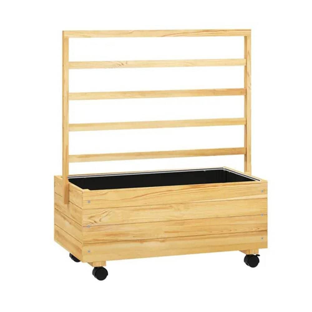 34.6 in. L x 18.9 in. W x 41.7 in. H Brown Wood Raised Garden Bed with Trellis, Drainage Holes & Wheels for Gardening price history on PriceWatchPro