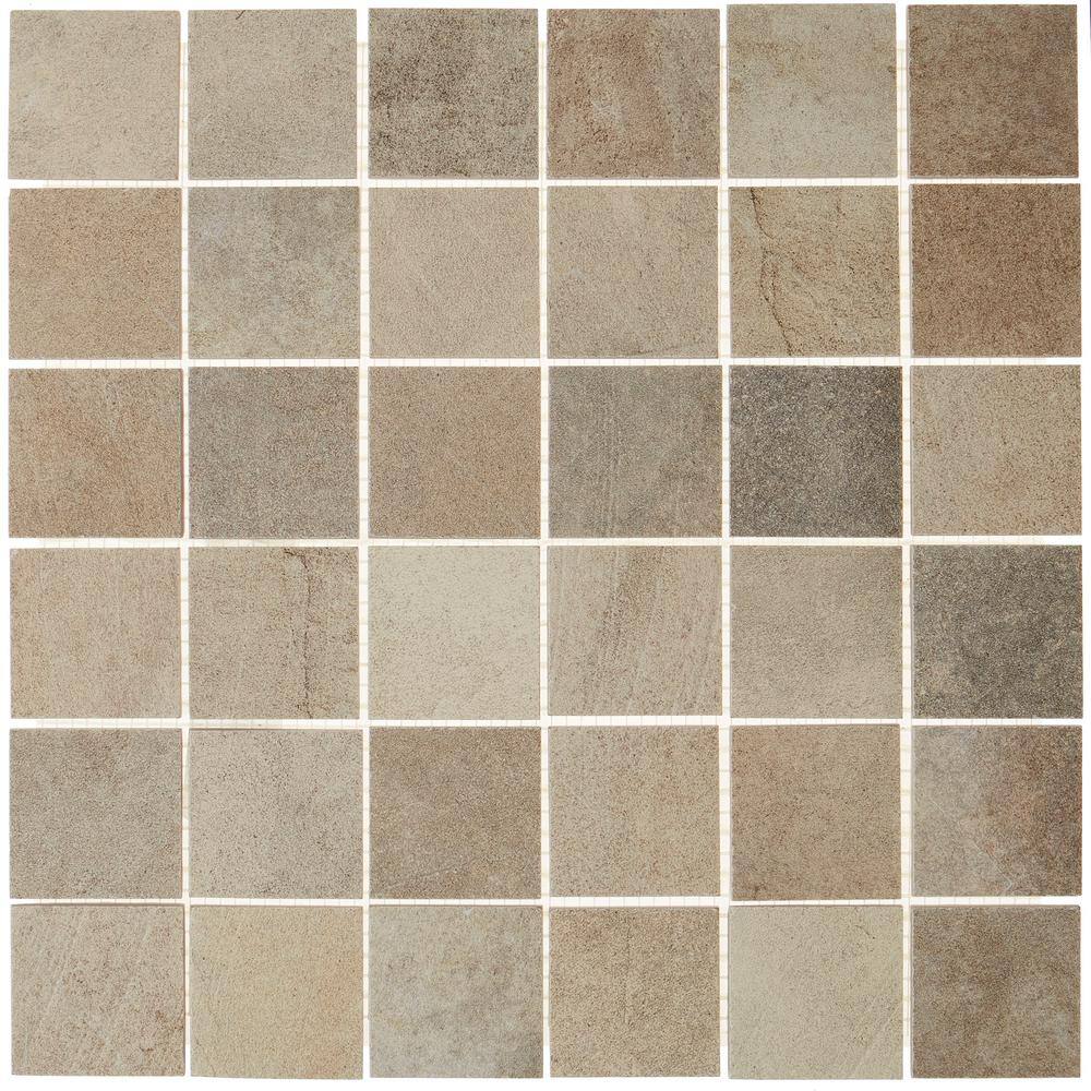 Metro Beige 12 in. x 12 in. x 9mm Matte Glazed Porcelain Rectified Mesh-Mou