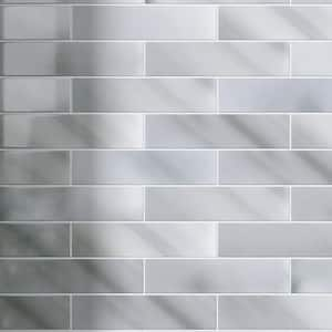 Natural Crystal Gray 1.89 in. x 7.8 in. Subway Polished Marble Wall and Floor Tile (50 pieces / 5.12 sq. ft./Case)