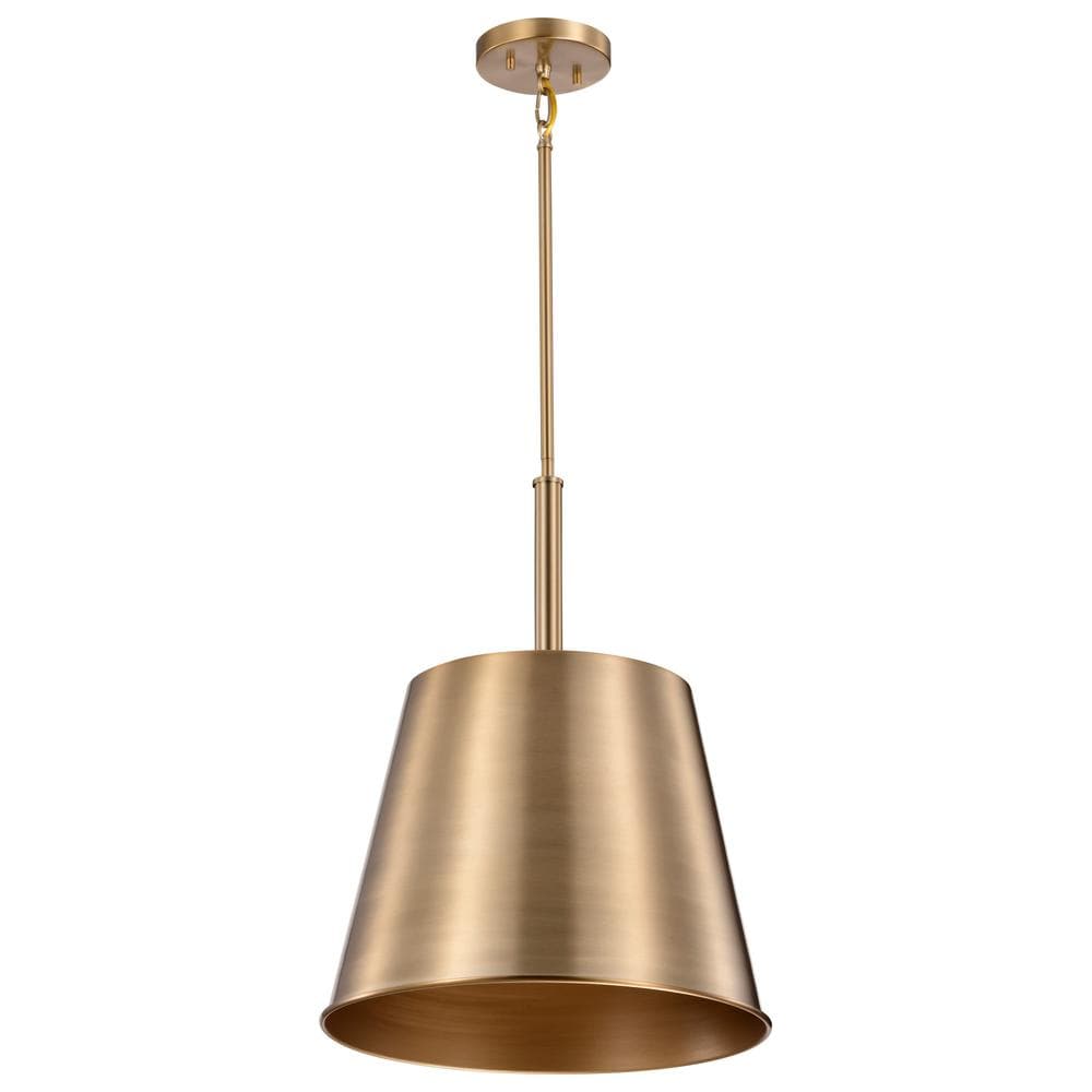 Alexis 100-Watt 1-Light Burnished Brass/Gold Shaded Pendant Light with Burnished Brass Metal Shade, No Bulbs Included price history on PriceWatchPro