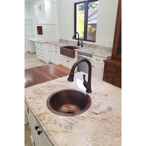 Premier Copper Products Bronze 16 Gauge Copper 16 in. Dual Mount Bar Sink with 3.5 in. Drain Opening
