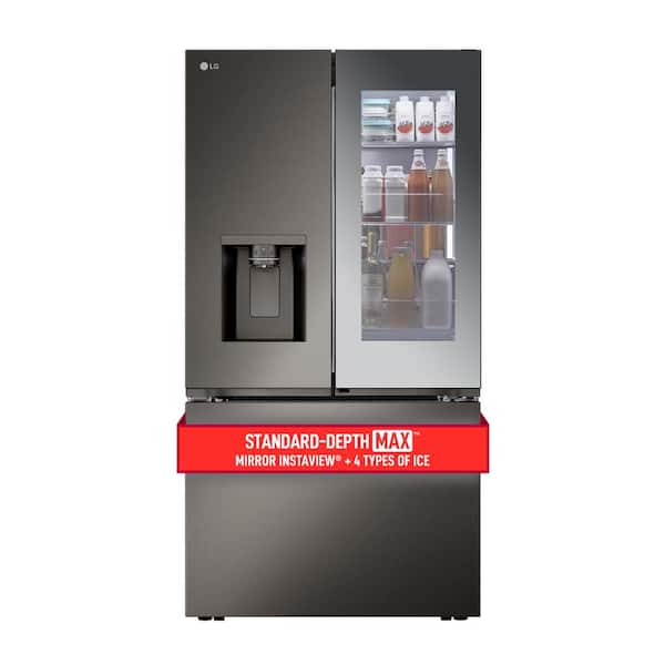 LG 31 cu. ft. Standard-Depth MAX French Door Refrigerator w/Mirrored Instaview & 4 types of ice, Black Stainless Steel
