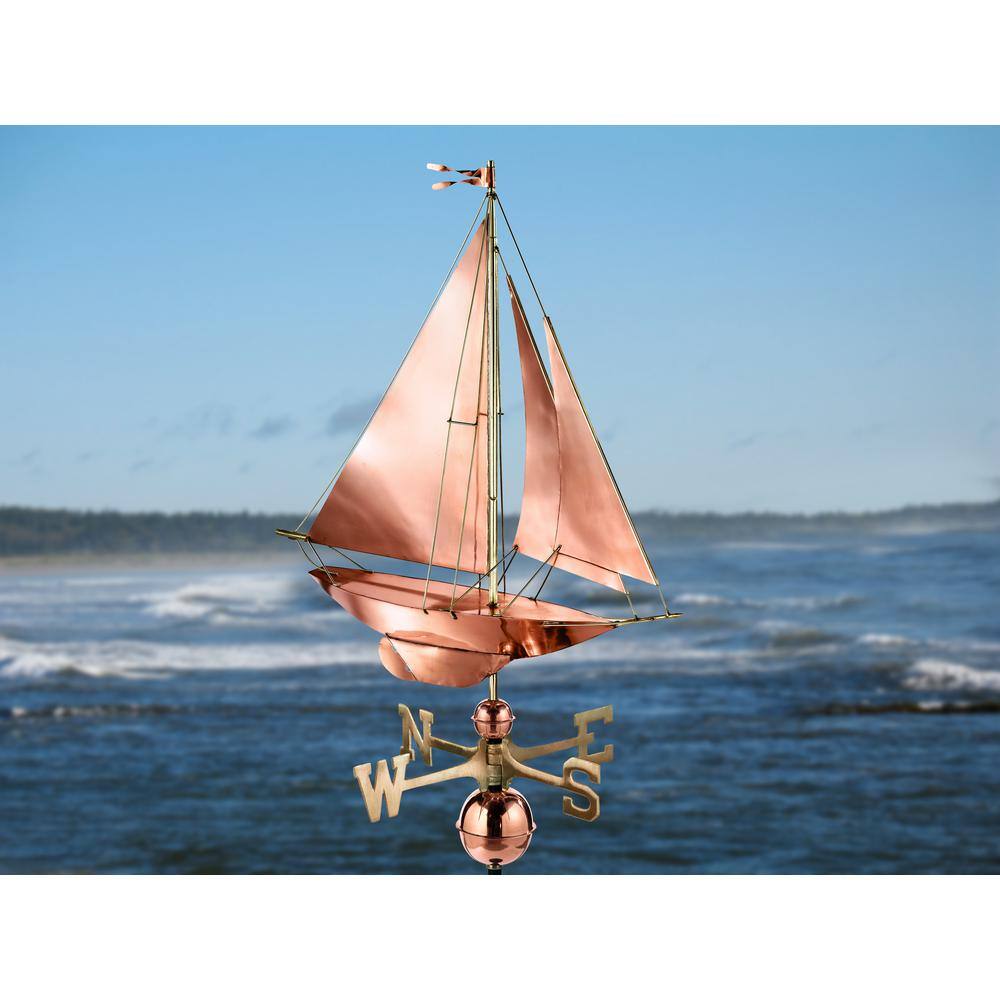 Copper Nautical Sailboat Weathervane with Brass Accents