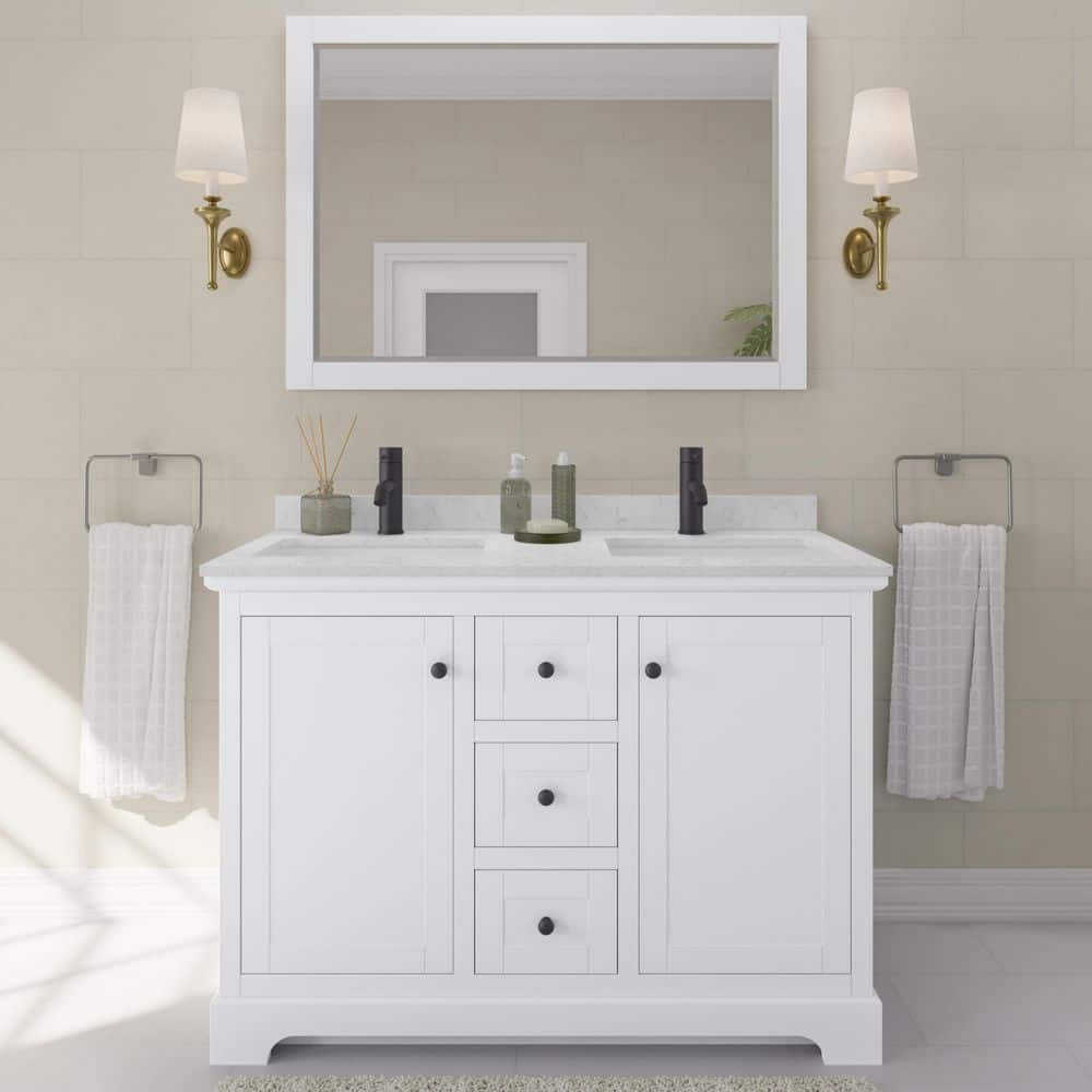Avery 48 in. W x 22 in. D x 35 in. H Double Bath Vanity in White with Carrara Cultured Marble Top price history on PriceWatchPro