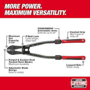 24 in. Adaptable Bolt Cutter with POWERMOVE Extendable Handles and 7/16 in. Max Cut Capacity