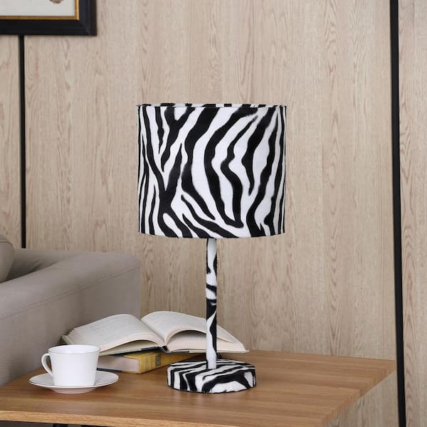 Ore International 19 25 In Faux Suede Zebra Metal Table Lamp Hbl2413 Faux Suede Zebra Metal Table Lamp, Zebra Table Lamp Shades