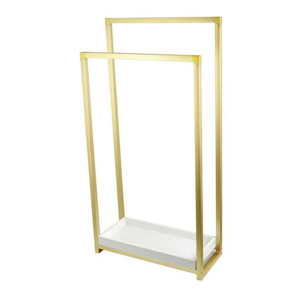Edenscape Pedestal 2-Bar Towel Rack in Brushed Brass
