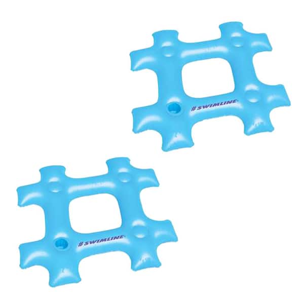 Swimline Blue Vinyl Square Inflatable Swimming Pool Trending Hashtag Float Tube Raft Toy (2-Pack)