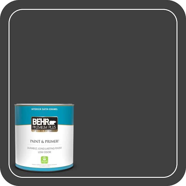 BEHR PREMIUM PLUS 1 qt. #BXC-02 Bauhaus Satin Enamel Low Odor Interior Paint & Primer