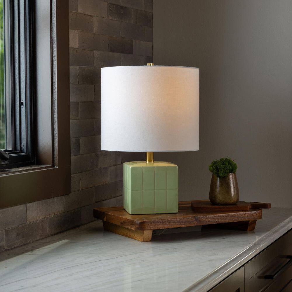Matilda 18 in. Mint Table Lamp with White Linen Shade price history on PriceWatchPro