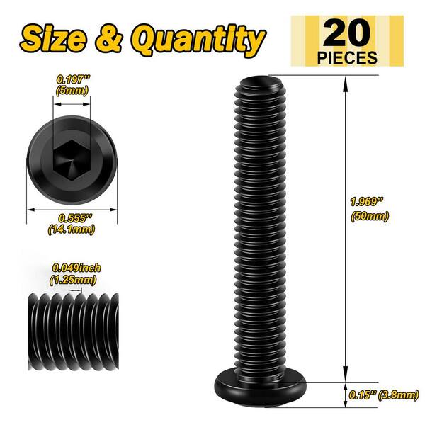 MYWISH M8 x 50 mm Black Oxide Zinc Hex Socket Cap Head