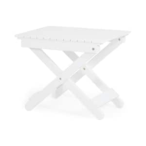 22.75 in. W x 15 in. D x 18.25 in. H Wooden Outdoor Folding Side Table with Extension, White