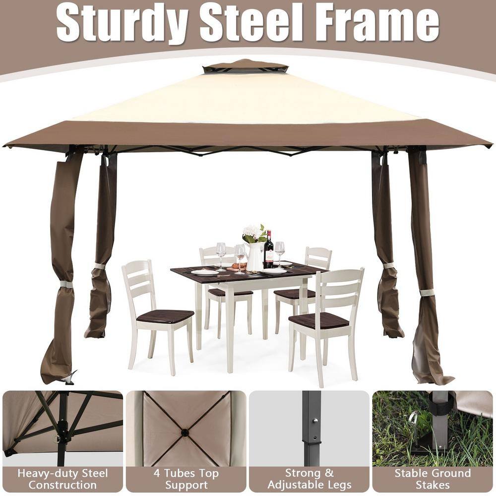 13' x 13' Brown and Beige Outdoor Folding Canopy Tent