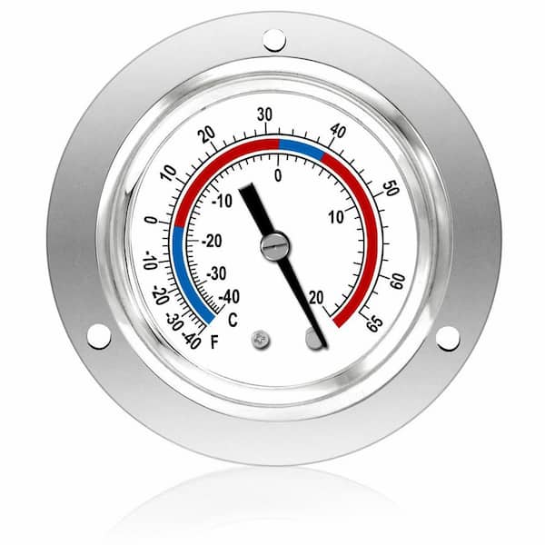Silver Stainless Steel Cooler Thermometer Capillary Tube Refrigeration Gauge 2 in. Dial Freezer Thermometer