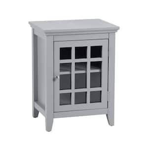 Wood Small Storage Night Stand Bedside Tablewith Open Door&Shelf in Gray