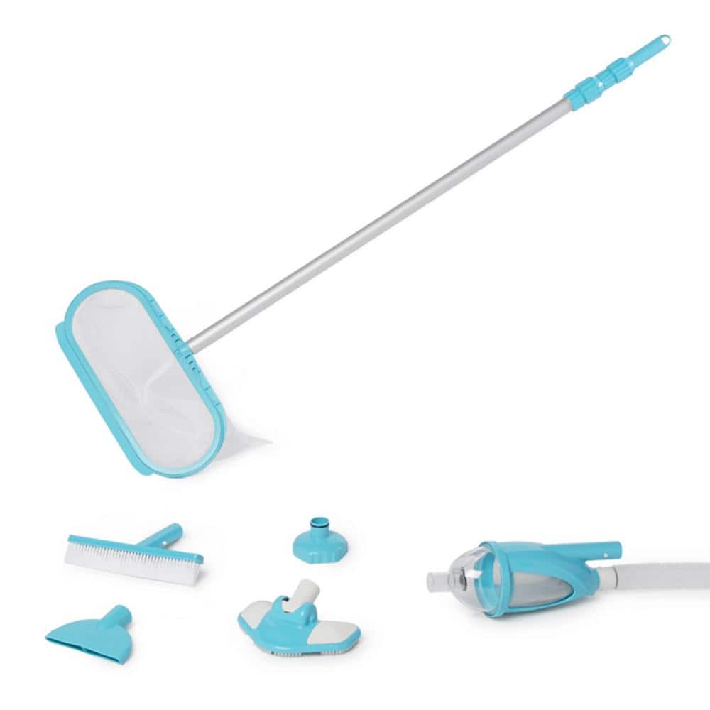 Deluxe Pool Cleaning Kit with Telescoping Aluminum Shaft and Attachments