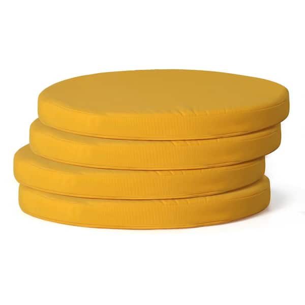 WESTIN OUTDOOR FadingFree (Set of 4) 16 in. Round Outdoor Patio Circle Dining Chair Seat Cushions in Yellow