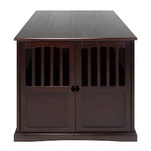 Extra Large Wood Pet Crate Espresso End Table