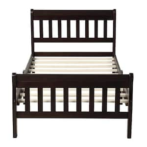 79 in. W Espresso Twin Wood Platform Bed