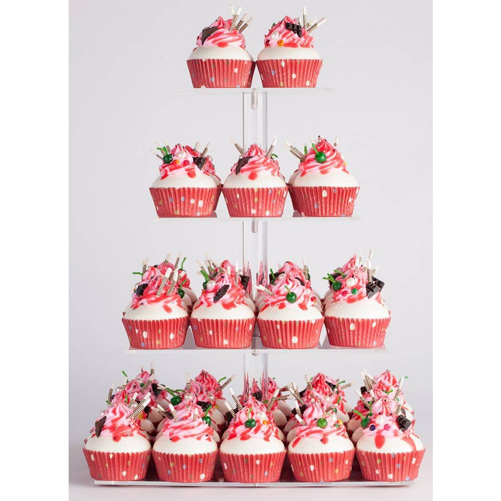 6 in. 4-Tier Acrylic Cupcake Stand Holder with Base, Premium Pastry Candy Dessert Display Tower for Party Birthday Decor price history on PriceWatchPro