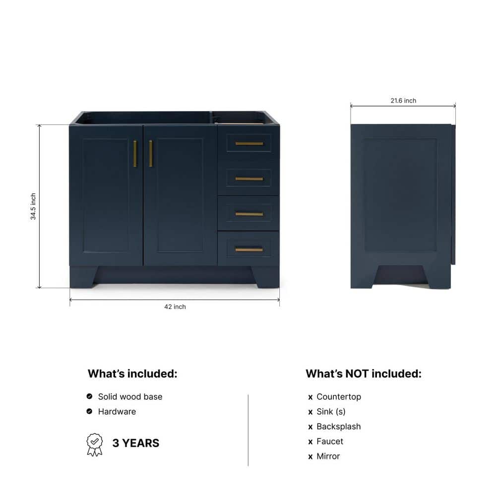 Midnight Blue Wood Freestanding Single Bathroom Vanity Base